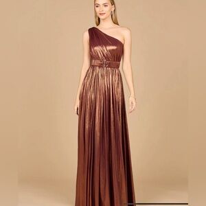 Lara One Shoulder Metallic Dress